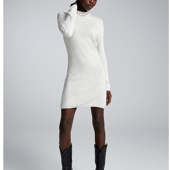 White speckled fine knit cotton and viscose sweater dress NWT - Picture 1 of 9